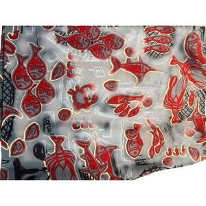 Talbots Plus 18W Seafood Fish Lobster Print A-Line Skirt Blue Red cruise